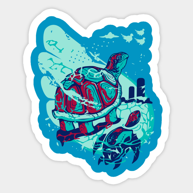 Turtle Flying Sticker by sant2
